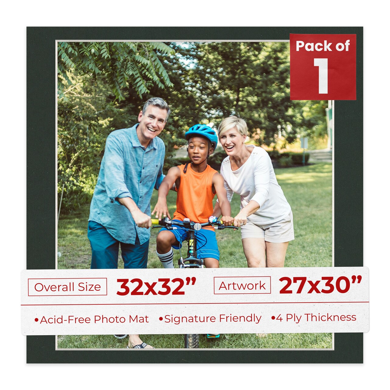 Textured Black Mat Board for 32x32 Frames - Fits 27x30 Photos